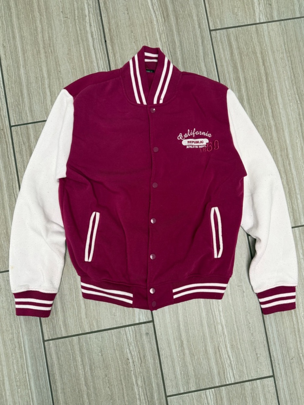 California Varsity Bomber Jacket - Maroon & White